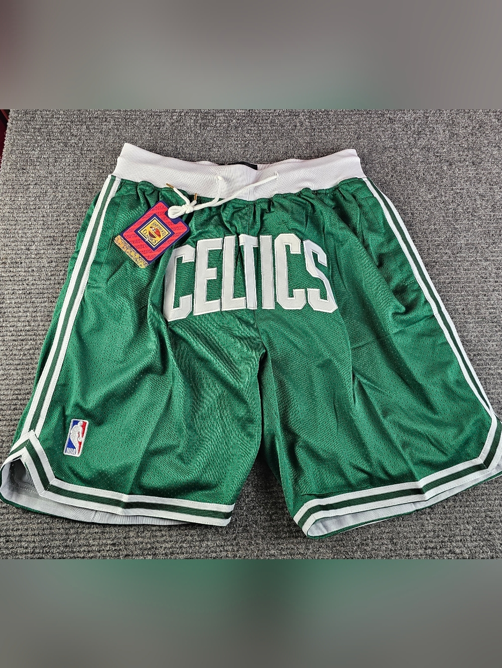 Just Don Green White Boston Celtics Mesh Basketball Shorts New Large Or XL